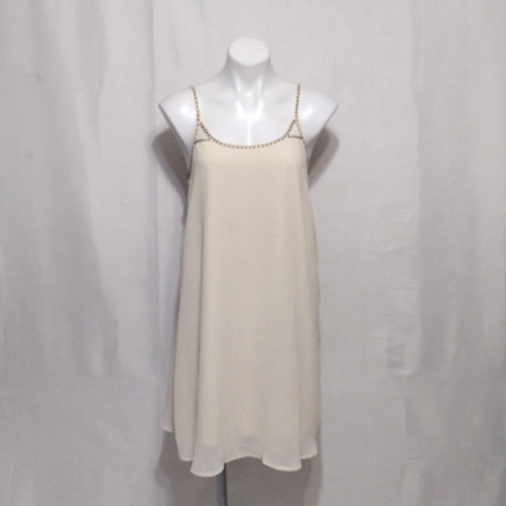 Forever 21 A-Line Slip Dress Medium Beaded Spaghetti Straps Strappy Back Y2K